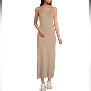 NWT Splendid McKayla Sleeveless Jewel Neck Knit Sheath Maxi Dress Size XS-Latte
